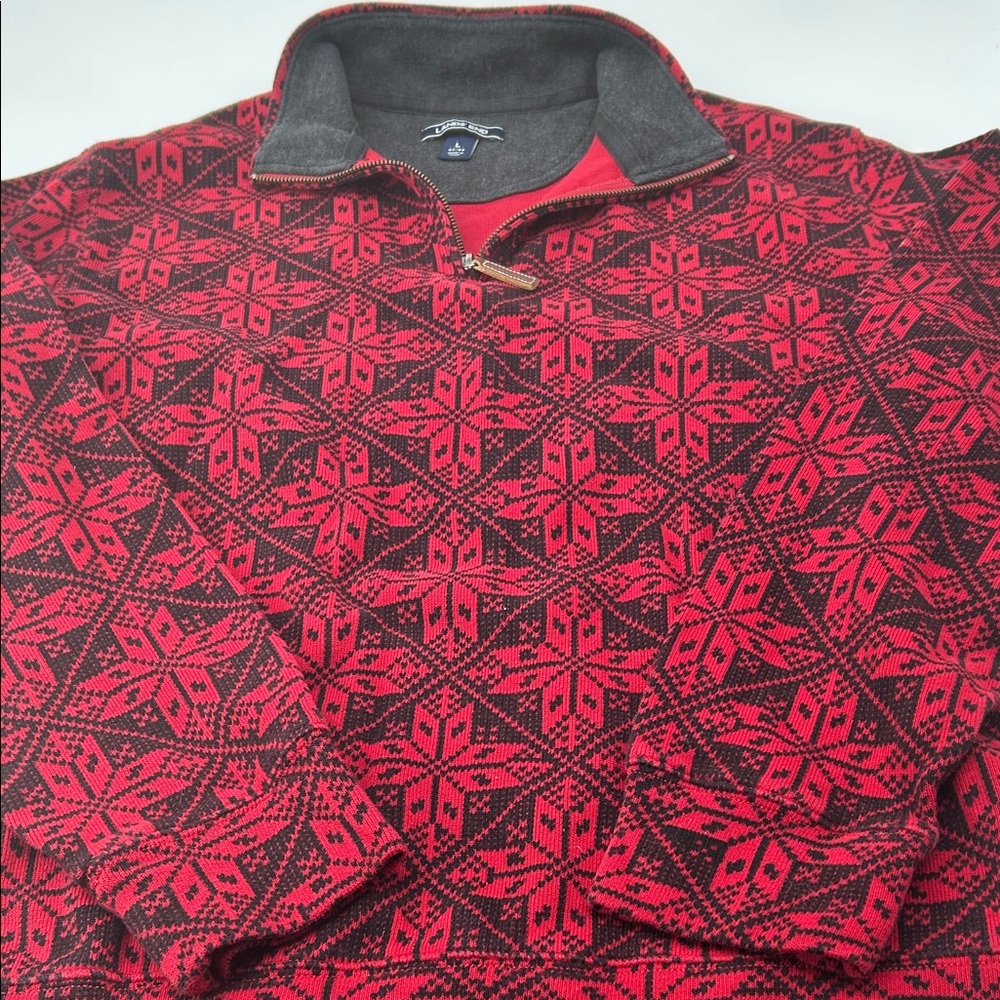 Lands' End Red and Black Half-Zip Sweater